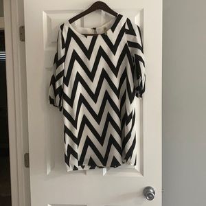 Black and white chevron shirt dress